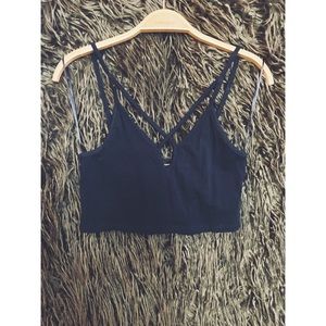 Navy cross-cross cropped cami